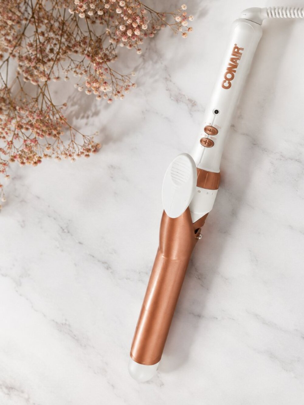 Conair Double Ceramic 1.5” Curling Iron White Rose Hair Styling Tool C515MP NWOB